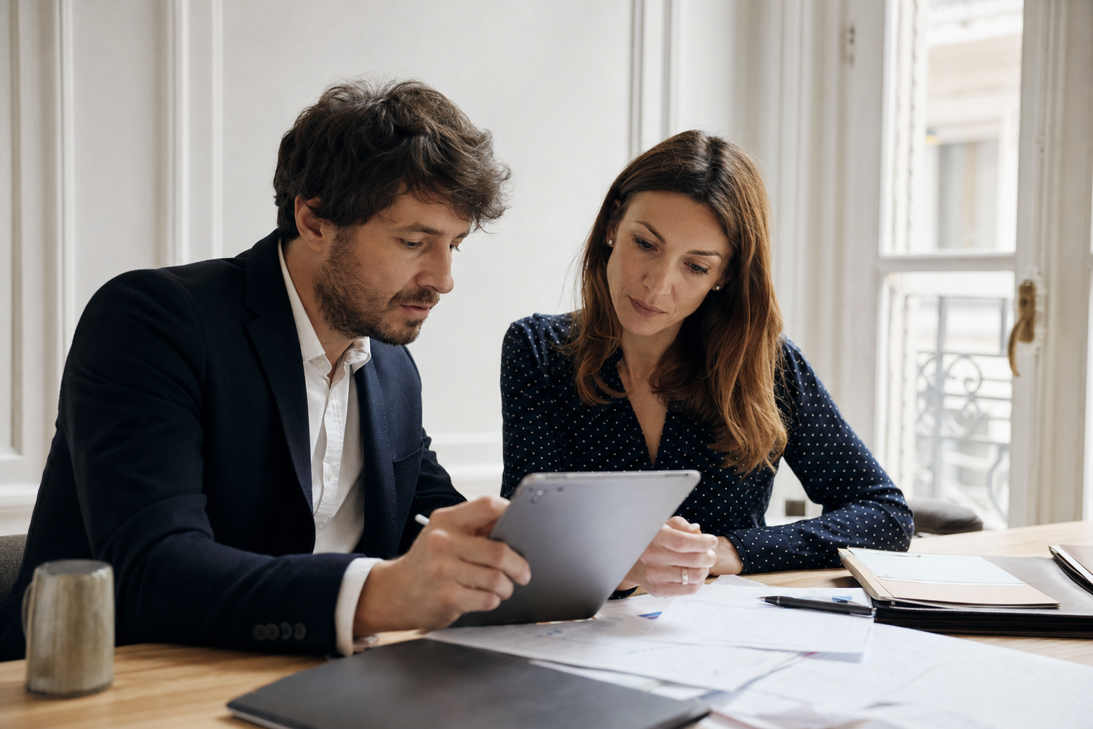 Deux experts-comptables collaborant sur un dossier